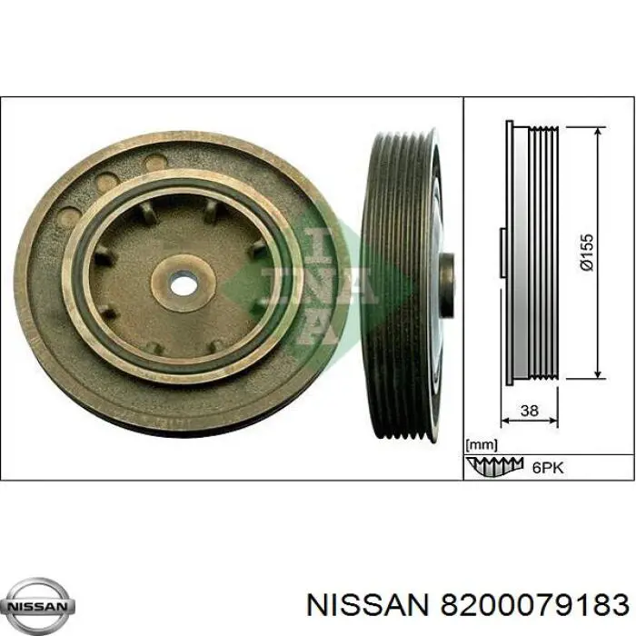 Шків колінвала 8200079183 Nissan