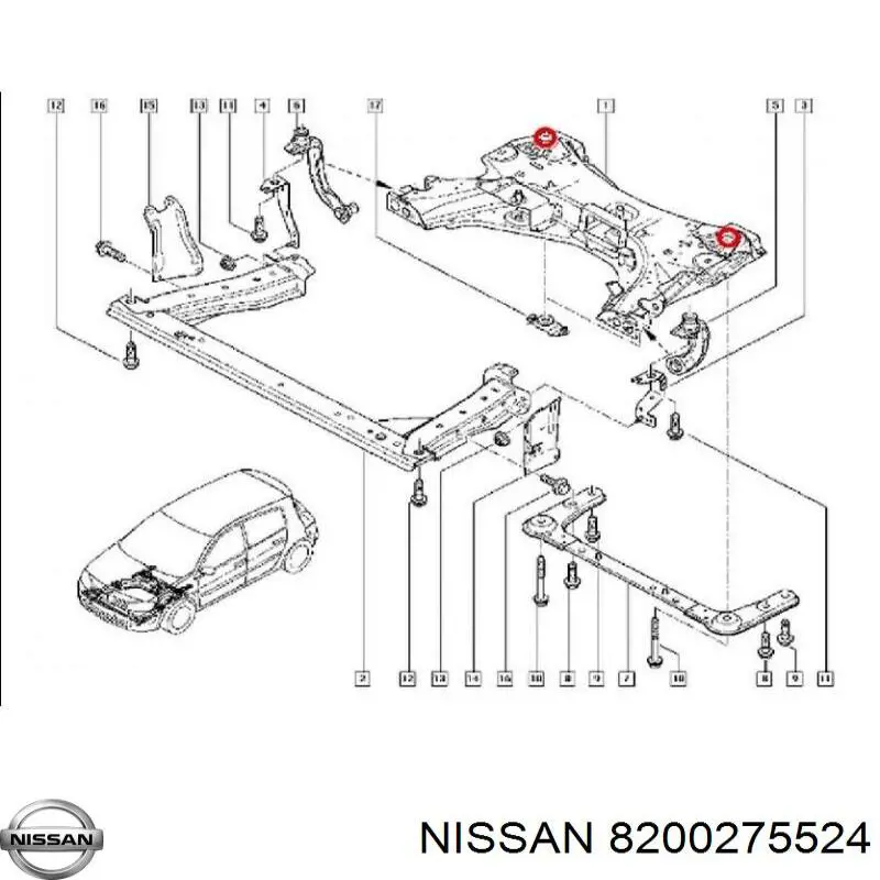 Сайлентблок передній балки/підрамника 8200275524 Nissan