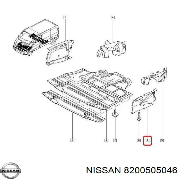 Захист двигуна, лівий 8200505046 Nissan