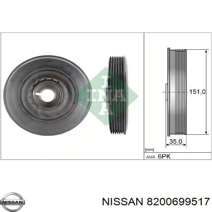 Купити 8200699517 Nissan/Infiniti Шків колінчастого вала
