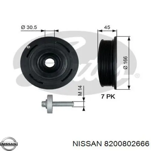 Шків колінвала 8200802666 Nissan