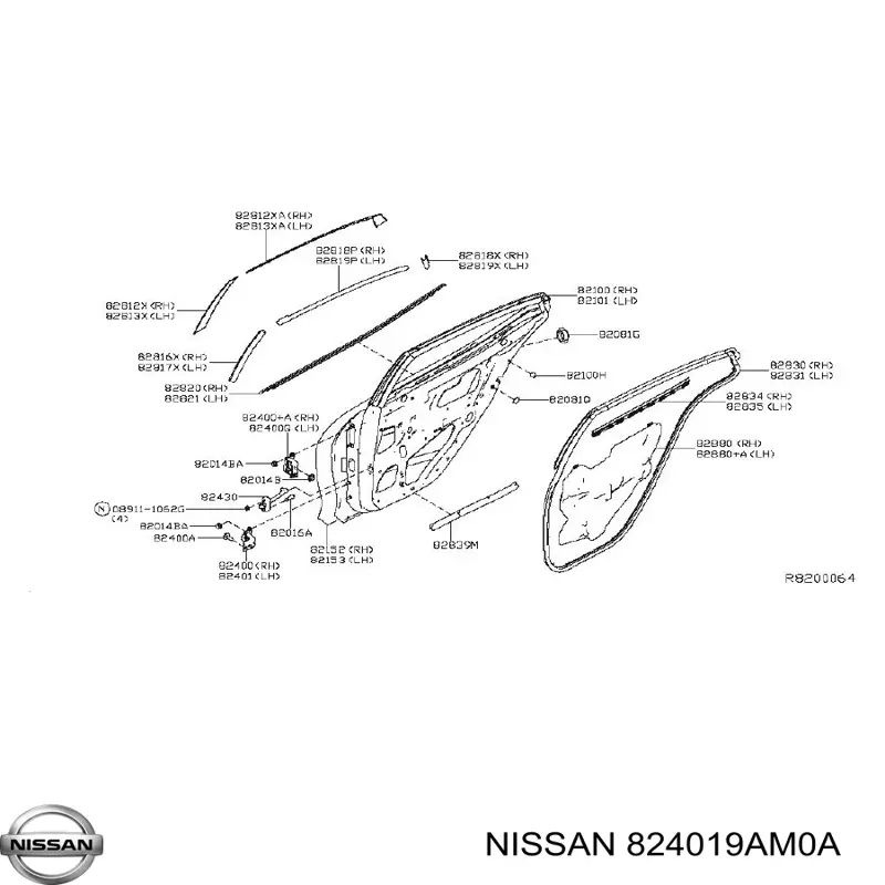 Дверний шарнір задній лівий Nissan/Infiniti 824019AM0A ціна, від 5.07 USD