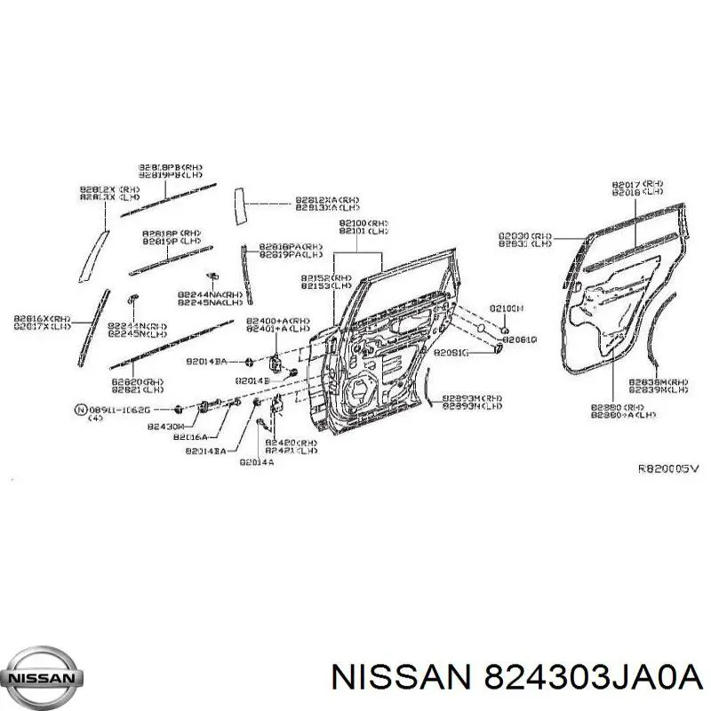 824303JA0A Nissan/Infiniti Обмежувач відкриття дверей, задній правий