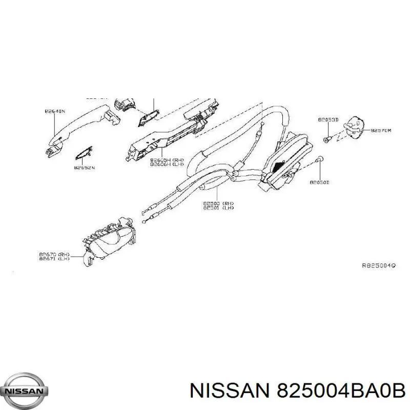 Замок задньої дверї, правої 825004BA0B Nissan