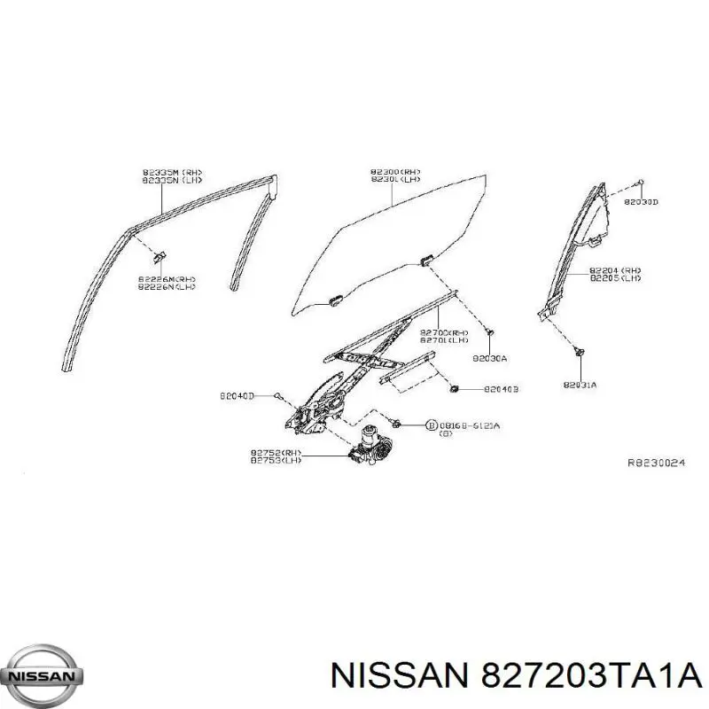 827203TA1A Nissan/Infiniti Склопідйомник задніх правих дверей