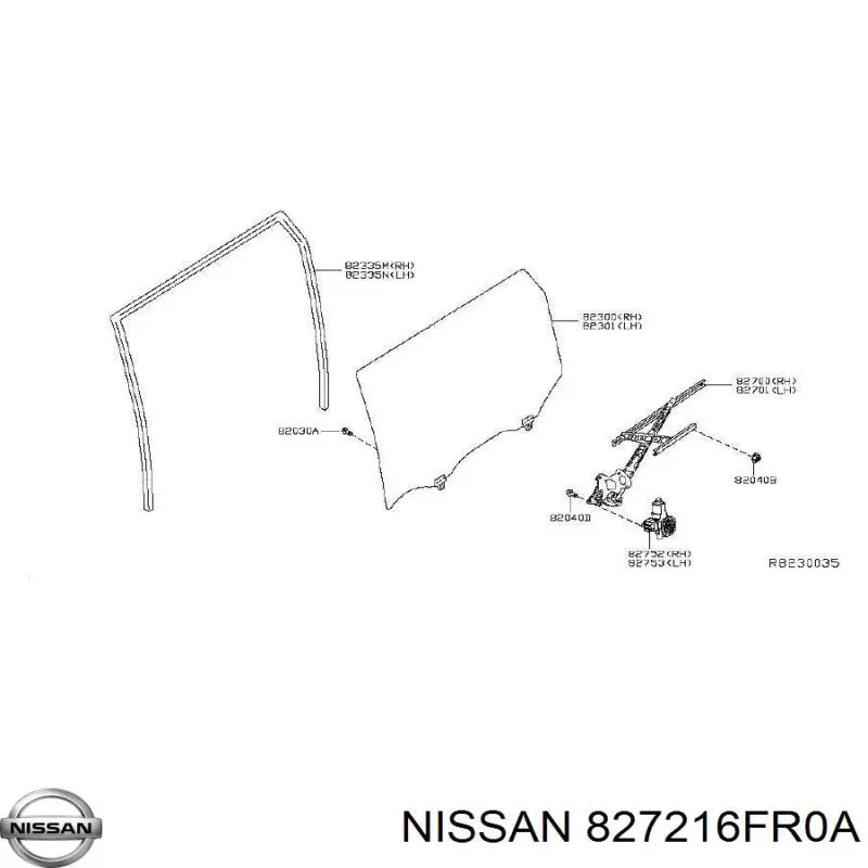 Купити 827214CA0A Nissan/Infiniti Механізм стеклопідйомника водійських дверей