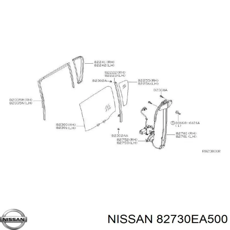 82730EA500 Nissan/Infiniti Двигун стеклопод'емника двері задньої, правої