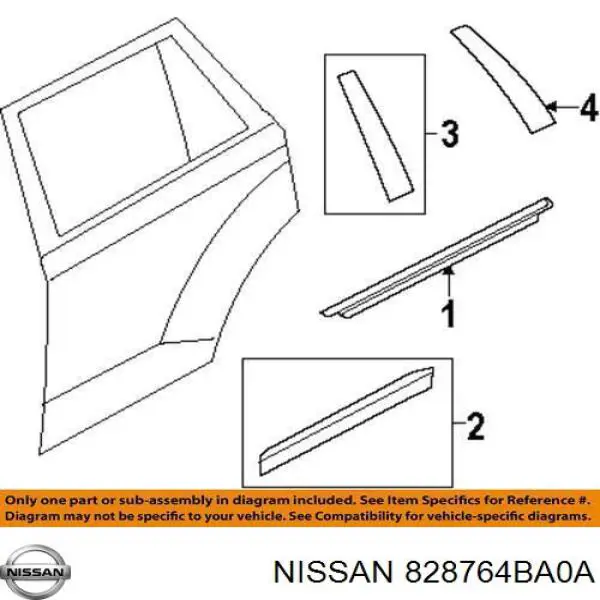  Молдинг задніх правих дверей, нижній Nissan Rogue 