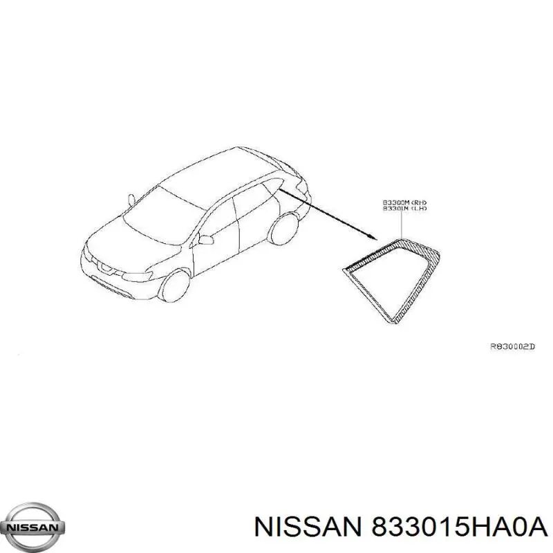 Скло багажного відсіку, ліве 833015HA0A Nissan