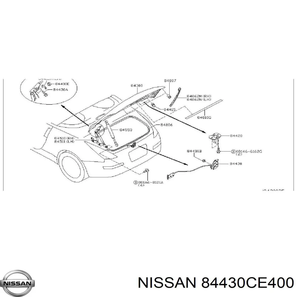 84430CE400 Nissan/Infiniti Амортизатор кришки багажника / двері 3/5-ї задньої