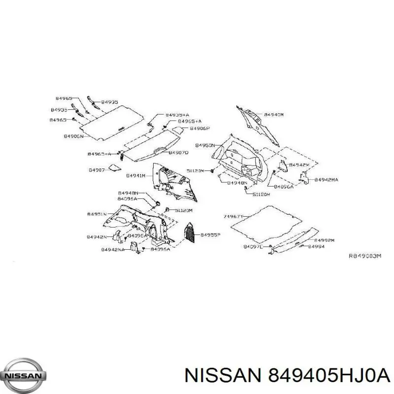 849405HJ0A Nissan/Infiniti Облицювання багажного відсіку, праве