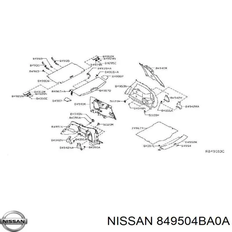 849504BA0A Nissan/Infiniti Облицювання багажного відсіку, праве