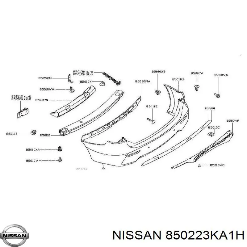 850223KA1H Nissan/Infiniti Буфер (бампер) задній