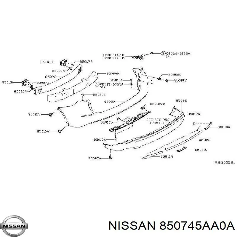 Молдинг заднього бампера, правий Nissan Murano (Z52) (Нісан Мурано)