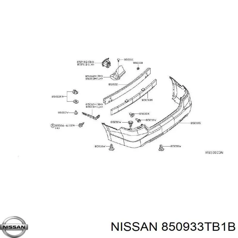 850933TB1B Nissan/Infiniti Наповнювач бампера заднього