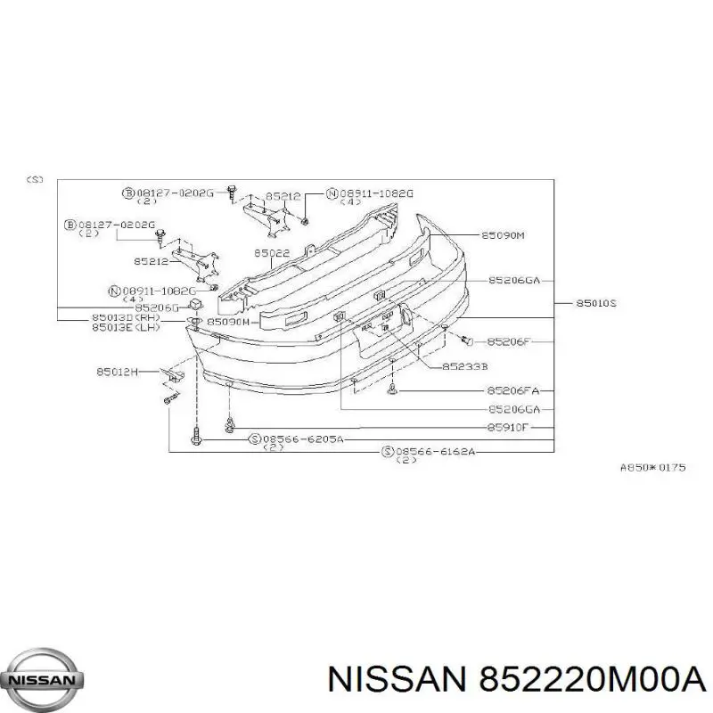 Кронштейн бампера заднього Nissan/Infiniti 852220M00A ціна, від 1.41 USD