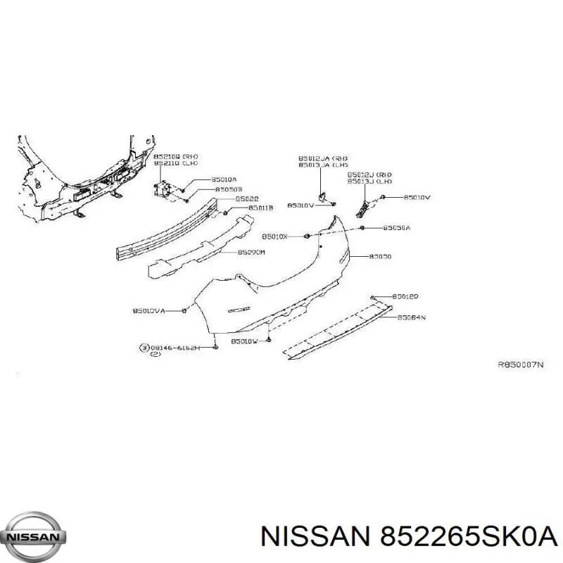 Кронштейн бампера заднього, правий Nissan Leaf (ZE0E) (Нісан Ліф)