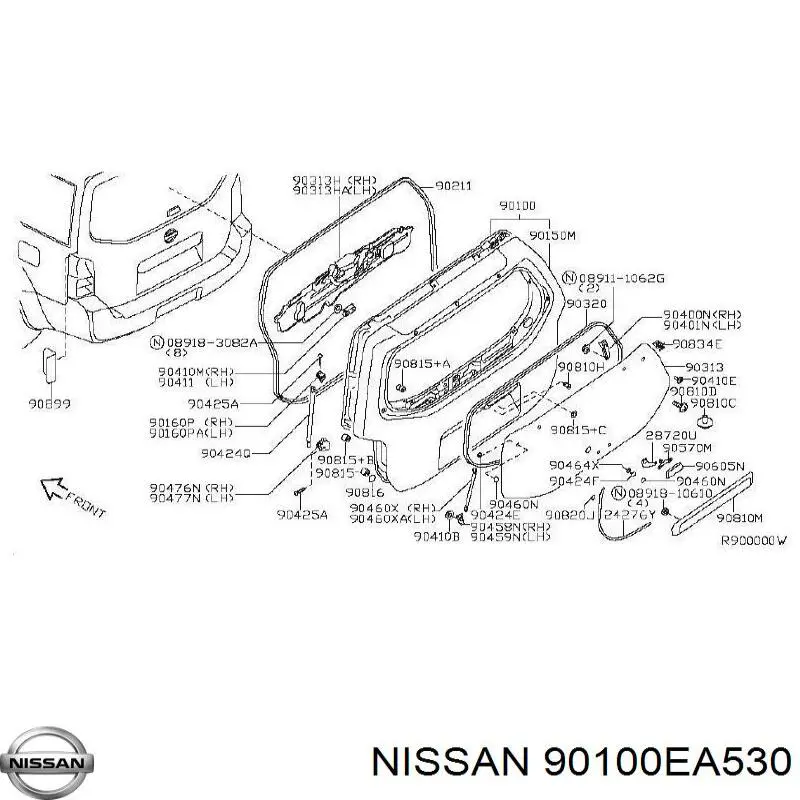 Двері задні, багажні (3-і)/(5-і) (ляда) Nissan Pathfinder (R51) (Нісан Патфайндер)