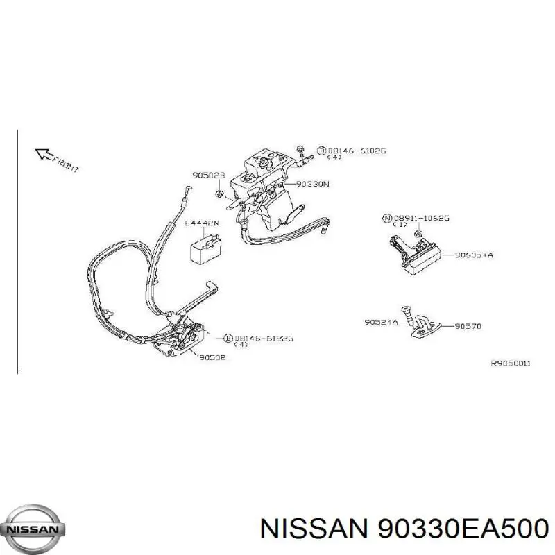 90330EA500 Nissan/Infiniti Замок скла задніх 3/5-х дверей (ляди)