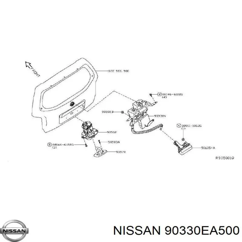 Замок скла задніх третіх-п'ятих дверей Nissan/Infiniti 90330EA500 ціна, від 22.80 USD
