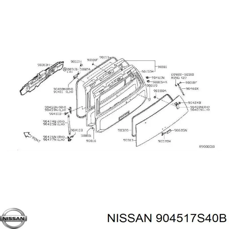 Амортизатор кришки багажника/ двері 3/5-ї задньої 904517S40B Nissan