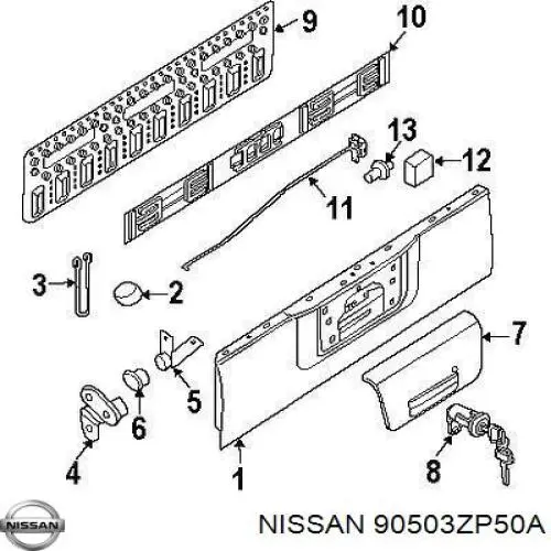 90503ZP50A Nissan/Infiniti Замок заднього борта, лівий