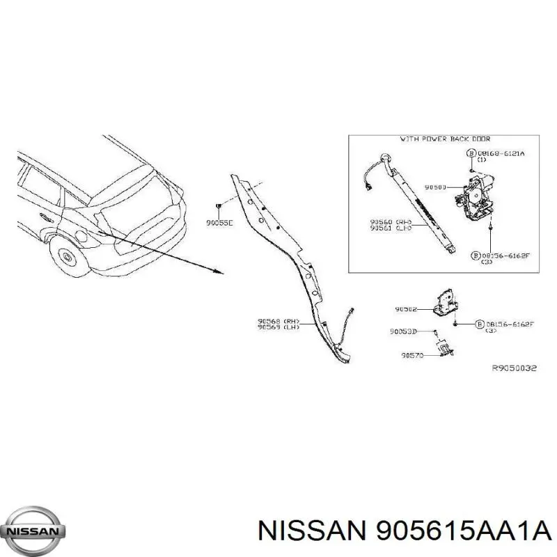 Амортизатор двері задньої Nissan/Infiniti 905615AA0A ціна, від 77.52 USD