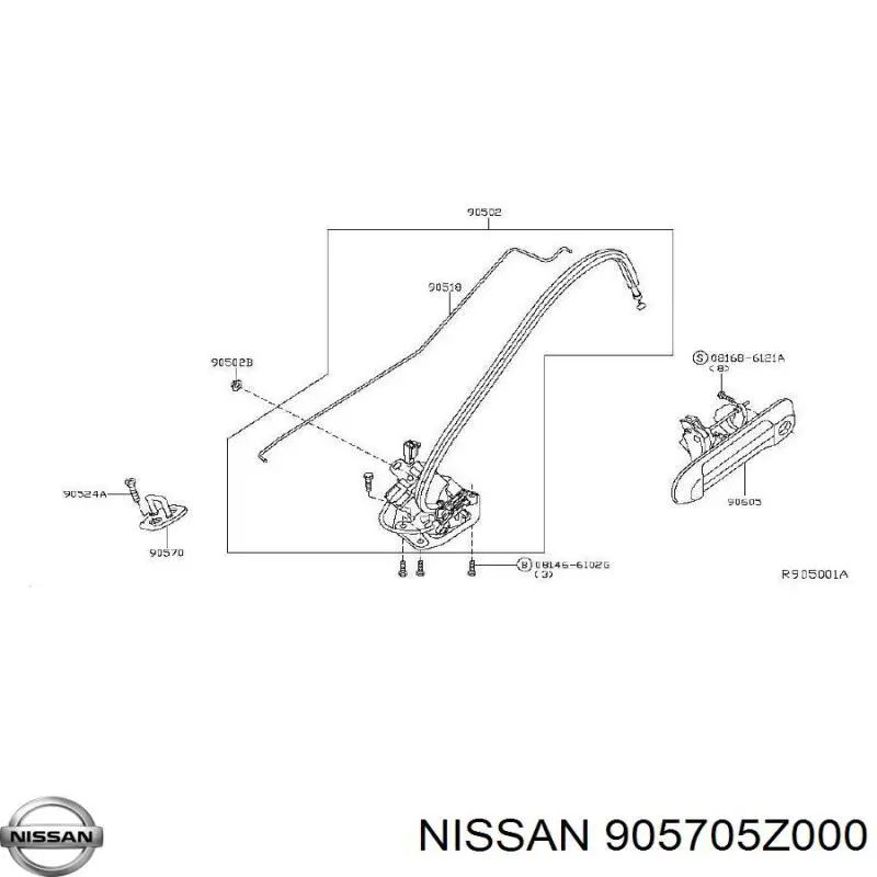Петля замка кришки багажника Nissan/Infiniti 905705Z000 ціна, від 21.88 USD