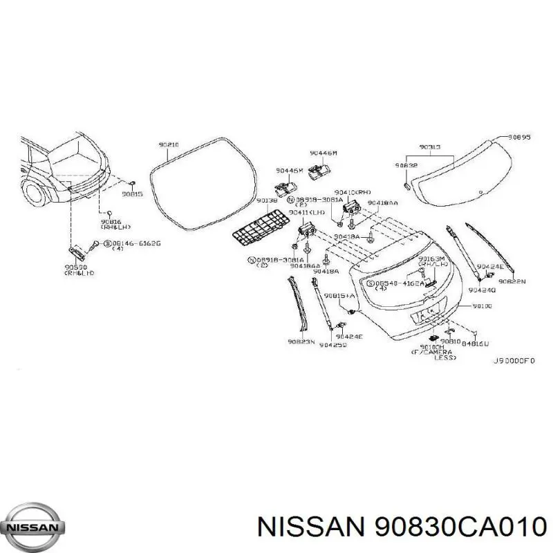 Ущільнювач дверей задка кузова Nissan/Infiniti 90830CA010 ціна, від 36.74 USD