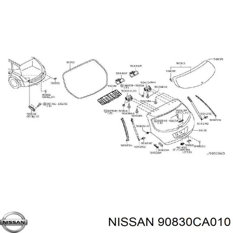 Ущільнювач задніх 3/5-й двері Nissan Murano (Z50) (Нісан Мурано)