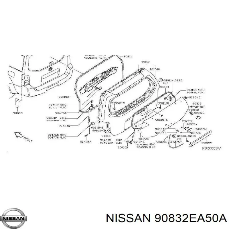 90832EA50A Nissan/Infiniti Ущільнювач задніх 3/5-х дверей