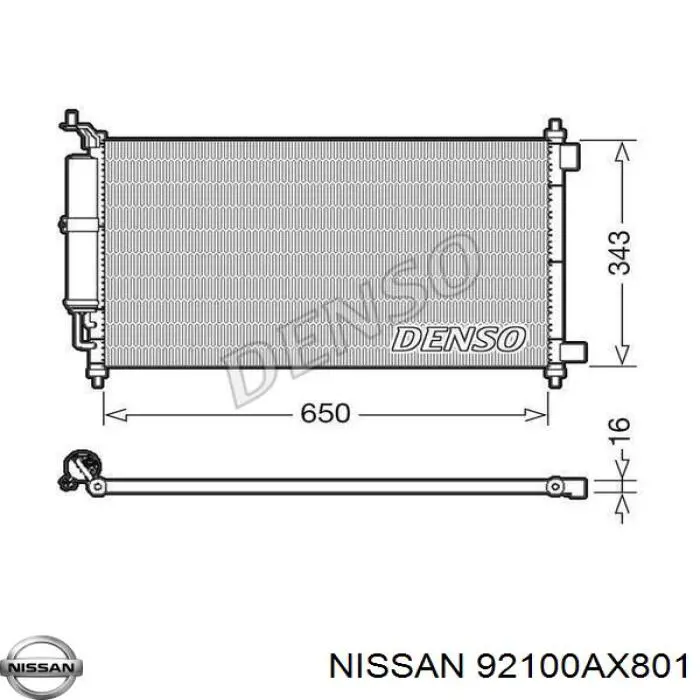 Конденсатор кондиціонера Nissan/Infiniti 92100AX801 ціна, від 70.49 USD