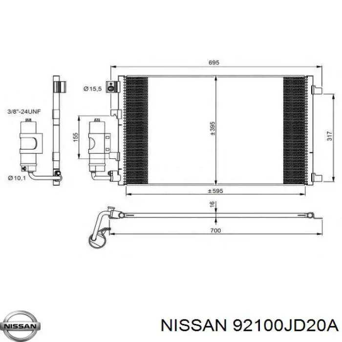 Радіатор кондиціонера 92100JD20A Nissan