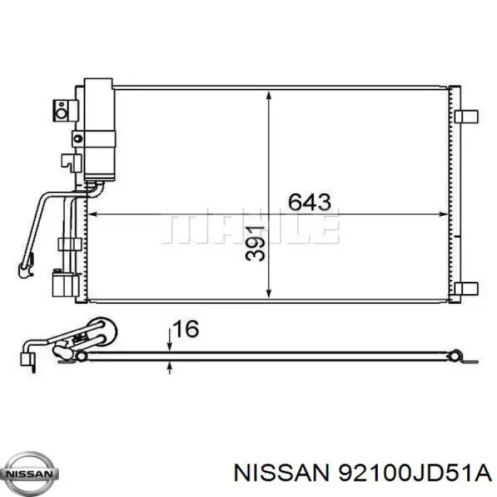 92100JD51A Nissan радіатор кондиціонера