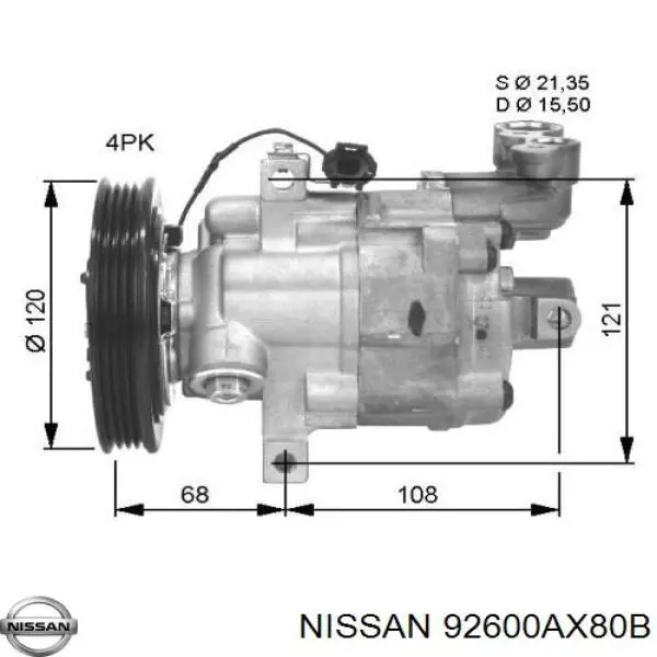 92600AX80B Nissan/Infiniti Компресор холодоагенту