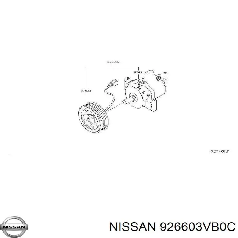Шків компресора кондиціонера Nissan/Infiniti 926601KA1B ціна, від 453.69 USD