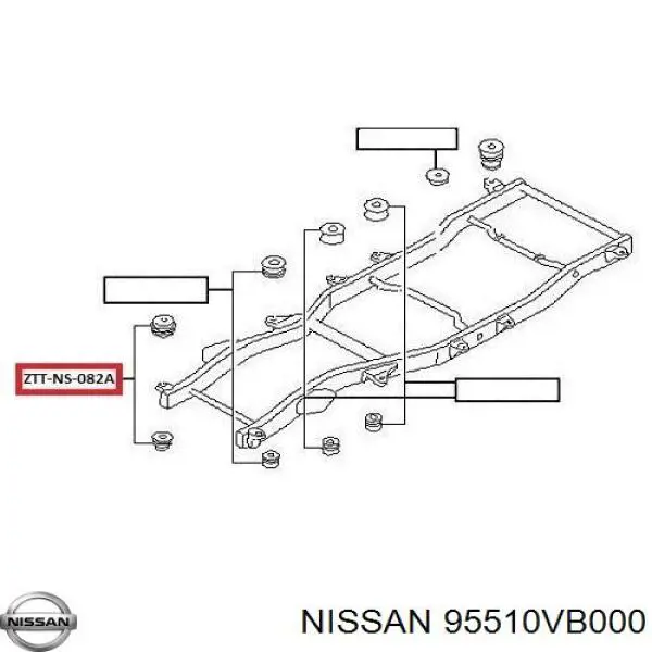 95510VB000 Nissan подушка рами (кріплення кузова)