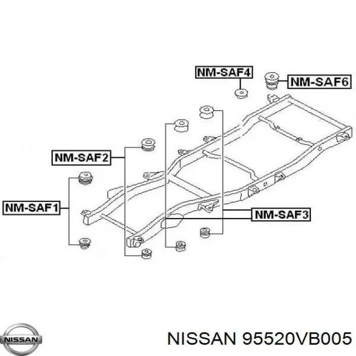 Подушка рами (кріплення кузова) 95520VB005 NISSAN