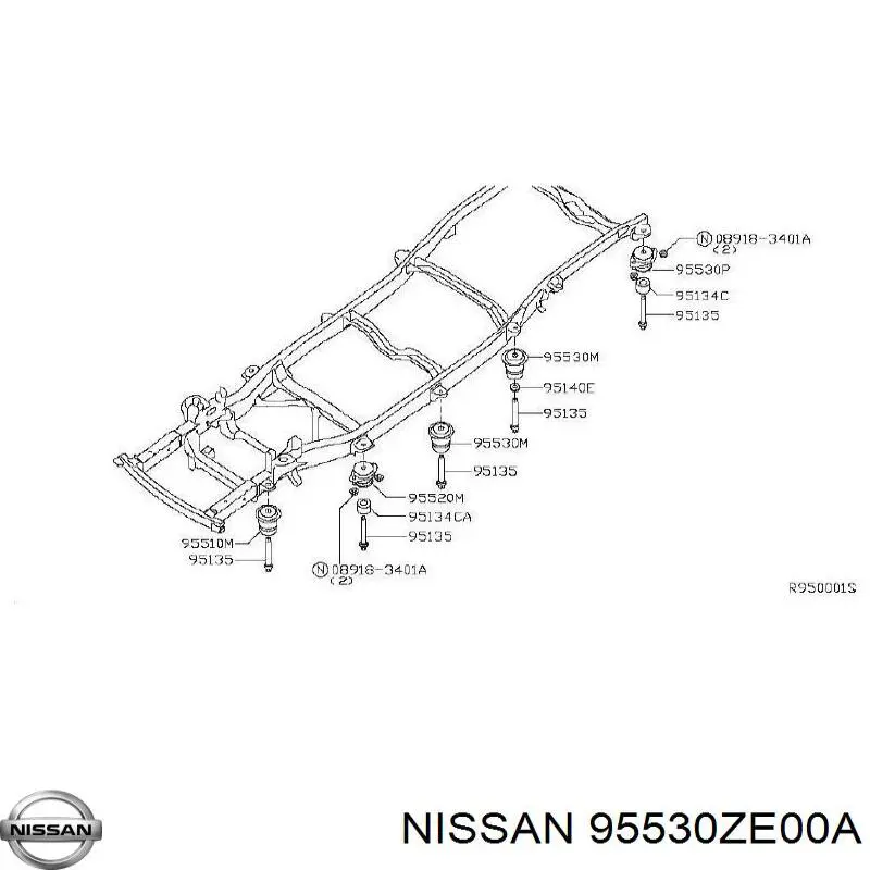 Подушка рами (кріплення кузова) 95530ZE00A Nissan