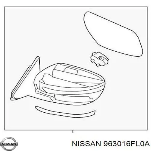 Праве бічне дзеркало Nissan/Infiniti 963016FL0A ціна, від 189.99 USD