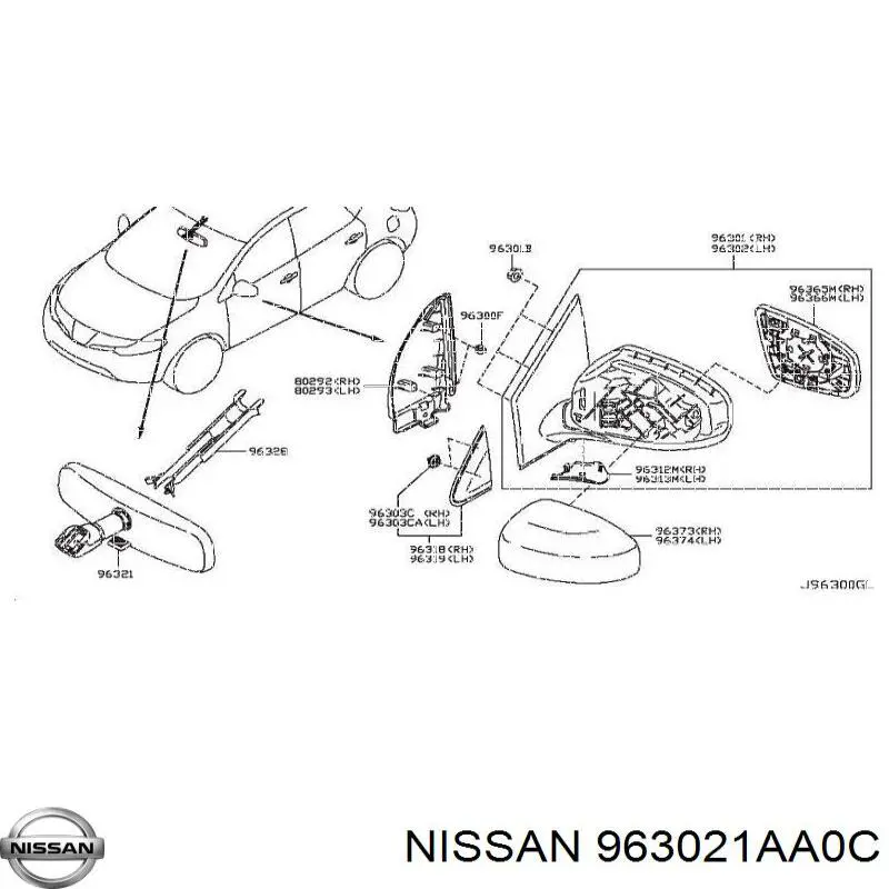 Купити 963021AA0C Nissan/Infiniti Бічне дзеркало заднього виду ліве