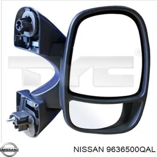 9636500QAL Nissan дзеркальний елемент дзеркала заднього виду, правого