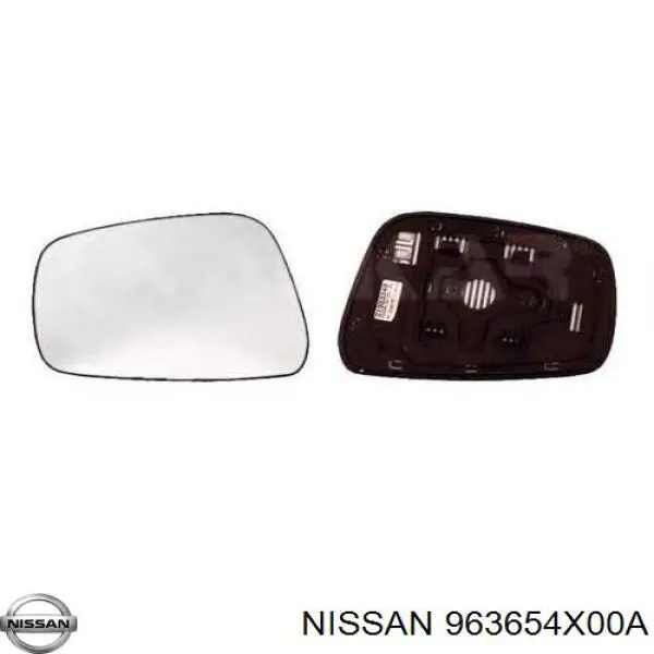 963654X00A Nissan дзеркальний елемент дзеркала заднього виду, правого