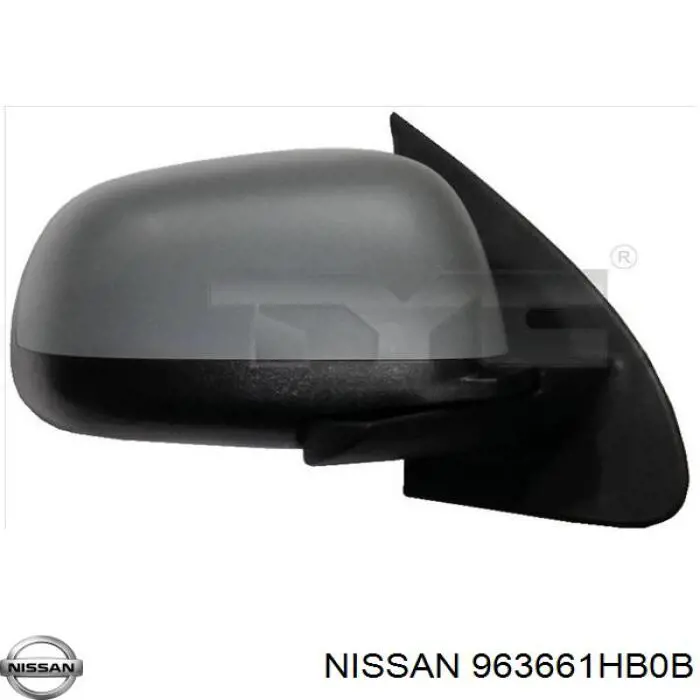 963661HB0B Nissan дзеркальний елемент дзеркала заднього виду, лівого