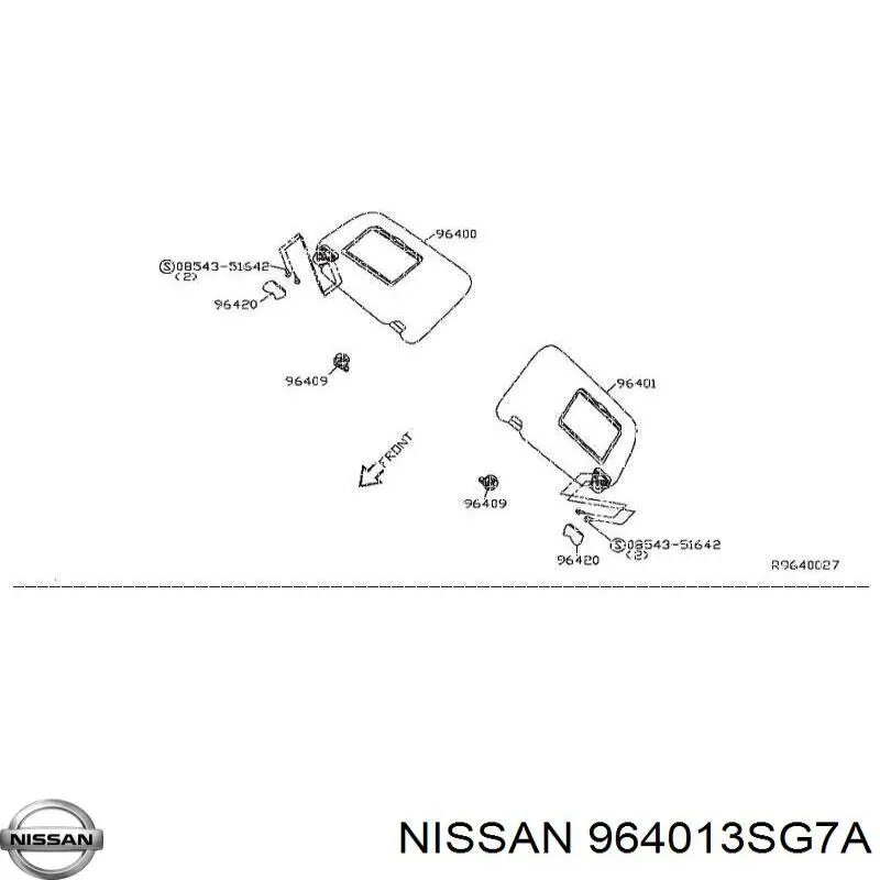 Козирок сонцезахисний 964013SG7A Nissan