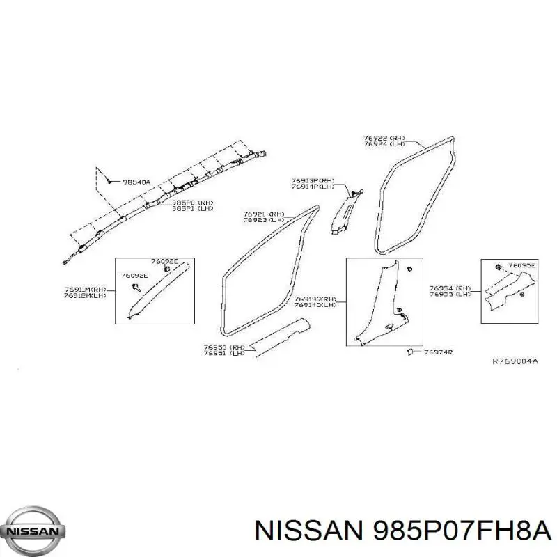 Подушка безпеки, збоку права айрбег Nissan/Infiniti 985P04BA8B ціна, від 126.98 USD