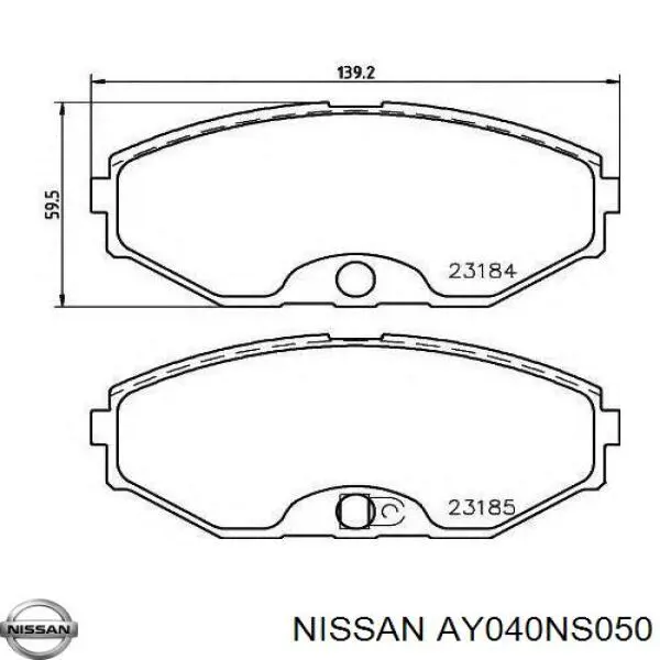 Колодки гальмівні передні, дискові AY040NS050 Nissan