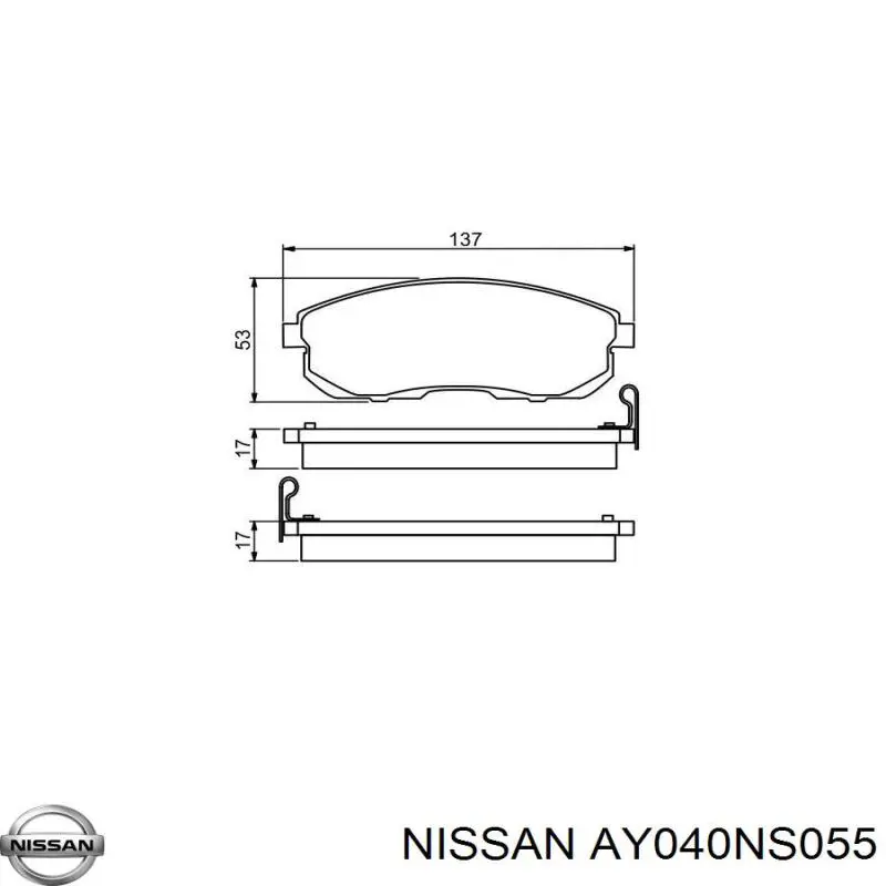 Колодки гальмівні передні, дискові AY040NS055 Nissan