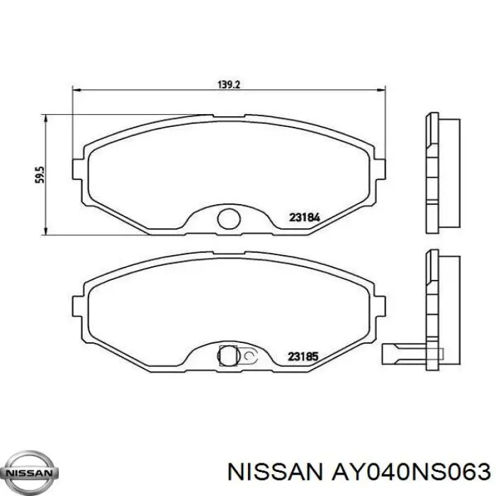 Колодки гальмівні передні, дискові AY040NS063 Nissan