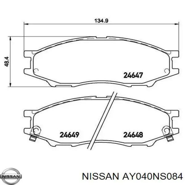 Колодки гальмівні передні, дискові AY040NS084 Nissan